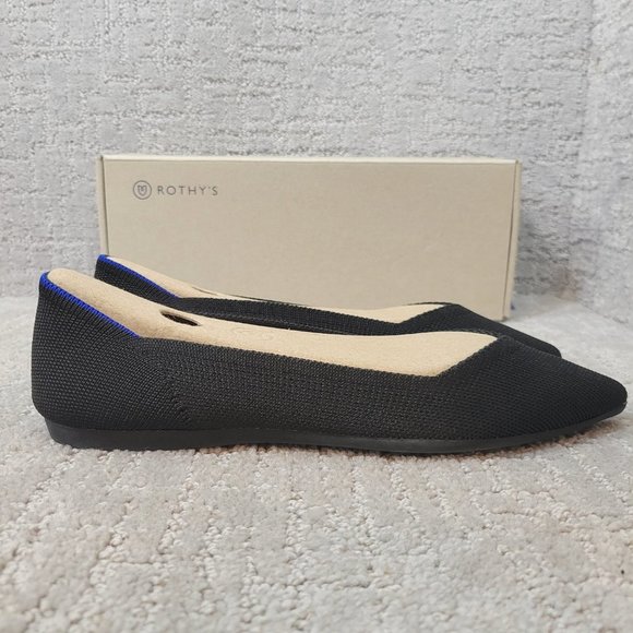 Rothys The Point Solid Black Pointed Toe Slip on Flat Shoe Womens Multiple Sizes - Picture 5 of 11